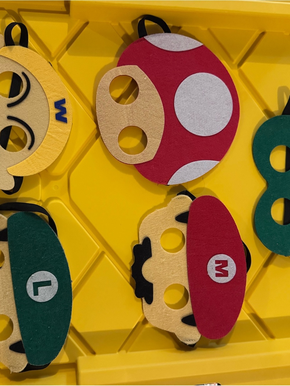 Kids super Mario  Felt Mask Set - Red, Green, Yellow